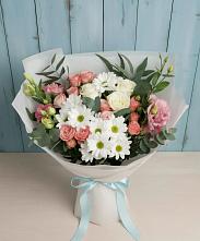 Букет цветов из:  Розы, Лизиантусы и Хризантемы #REPLACE_PRED# Нефтекамске