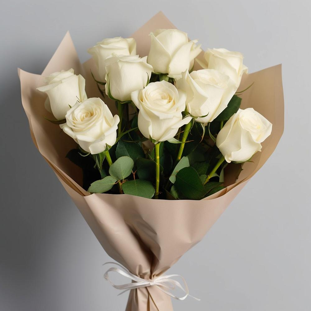 Букет 9 Белых роз Эдлесс Лав в Нефтекамске