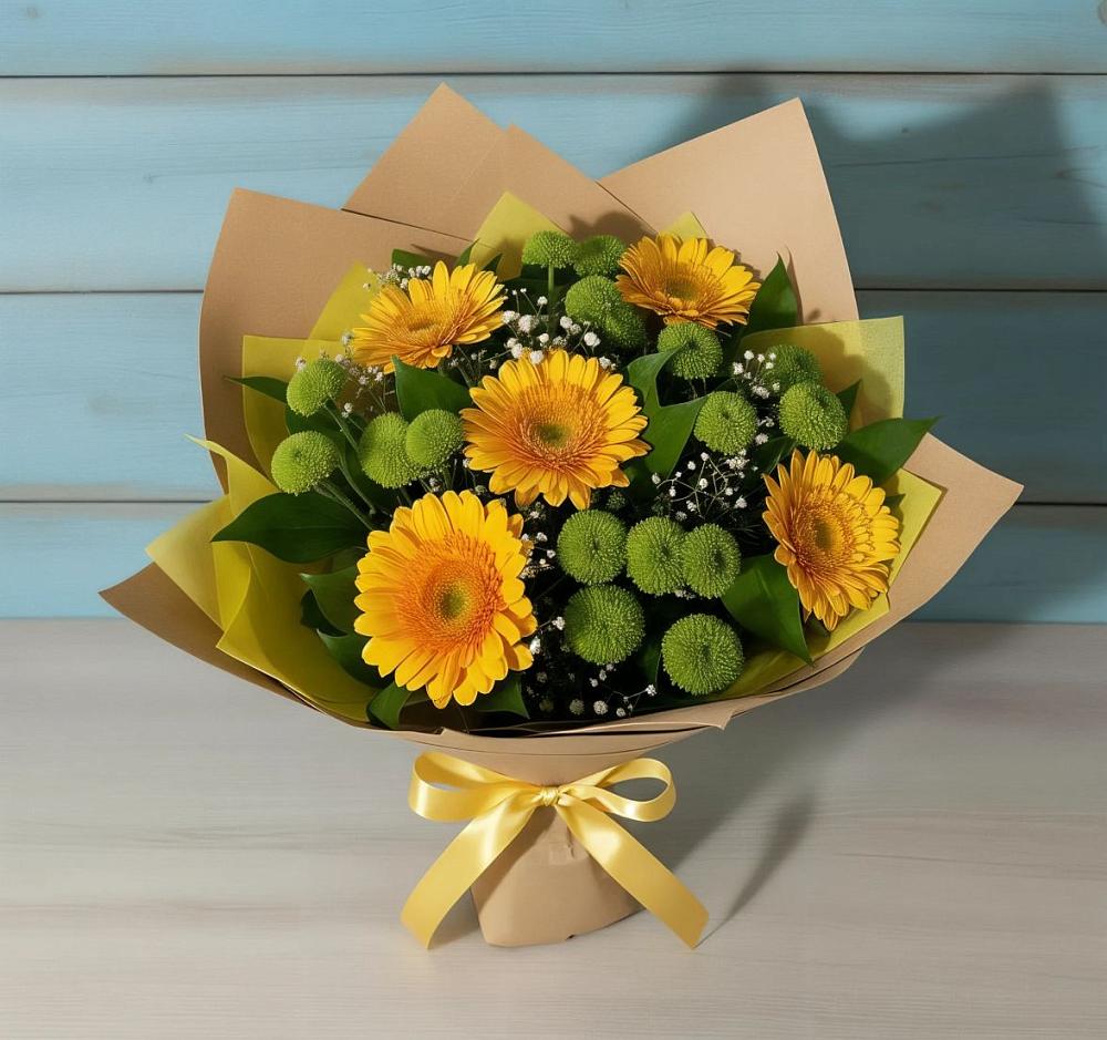 Букет цветов из: Герберы и Хризантемы в Нефтекамске