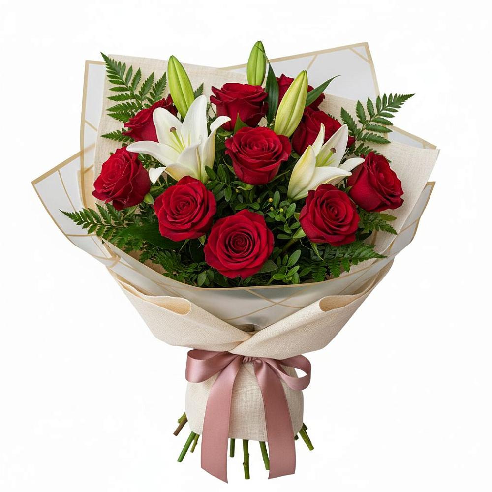 Букет цветов из: Лилии и Розы в Нефтекамске