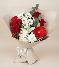 Букет цветов из:  Розы, Хризантемы, Герберы и Лилии #REPLACE_PRED# Нефтекамске