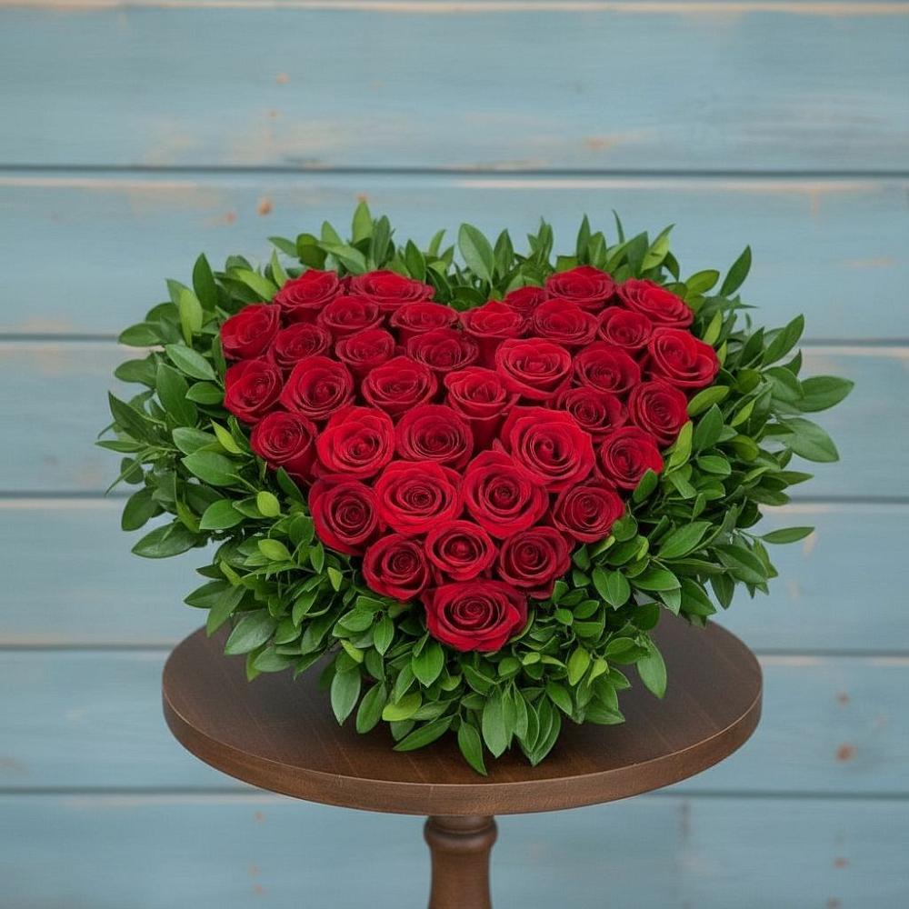 Цветочная композиция из Розы в виде сердца в Нефтекамске