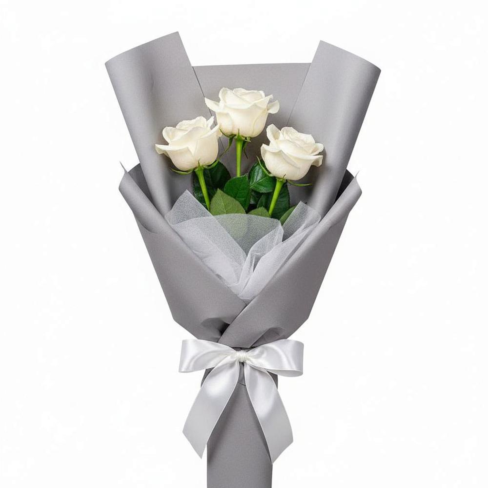 Букет 3 белые розы в Нефтекамске