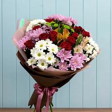 Букет цветов из:  Розы, Хризантемы и Альстромерии в Нефтекамске
