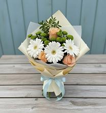 Букет цветов из:  Герберы, Розы и Хризантемы в Нефтекамске